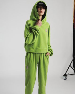 Peace And Chaos - Lime Hooded Top 
