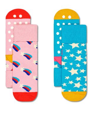 Παιδικές Κάλτσες Happy Socks 2 Ζευγάρια - Kids Shooting Star Anti-Slip