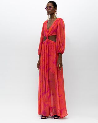 Mallory The Label - Zale Maxi Dress With Sleeves, Side Cut Out & Open Back 