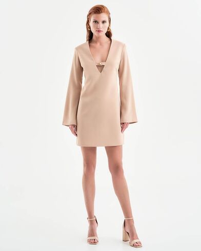 Access - 3044 Mini Dress With V Neckline and Stud Detail 