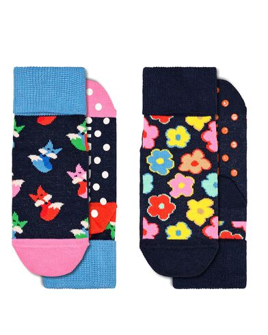 Παιδικές Κάλτσες Happy Socks 2 Ζευγάρια - Antislip Fox & Flower