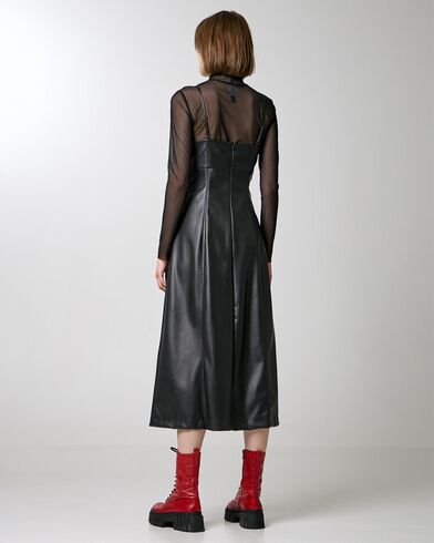 Spell - 3310 Faux Leather Effect Dress With Studs