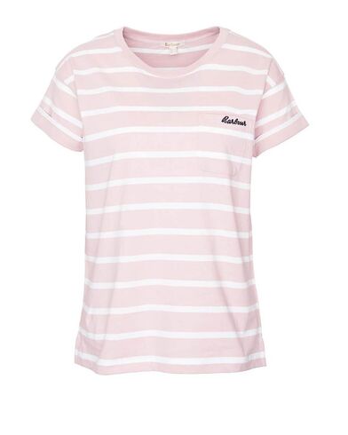 Women T-Shirt Barbour Otterb Strpe T Navy/Wh LTS0555 CO51 shell pink 