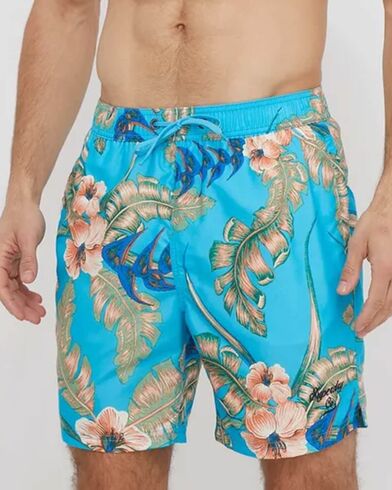 Superdry - D4 Ovin Hawaiian Print 17&quot; Swim Shorts  