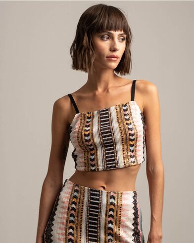 Γυναικεία Crop Μπλούζα Peace And Chaos - Lucid Sequin