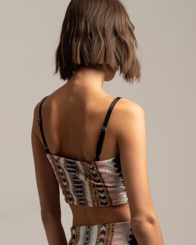 Γυναικεία Crop Μπλούζα Peace And Chaos - Lucid Sequin