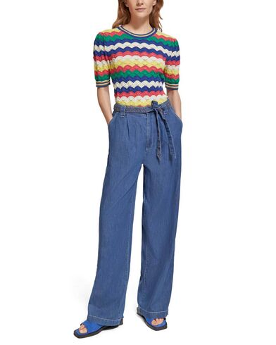 Women Pant Scotch &amp; Soda Summery With Belt 176912 SC0134 washed indigo  