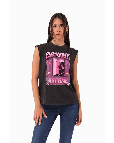 Γυναικεία Αμάνικη Μπλούζα Scotch &amp; Soda - Chest Artwork Washed