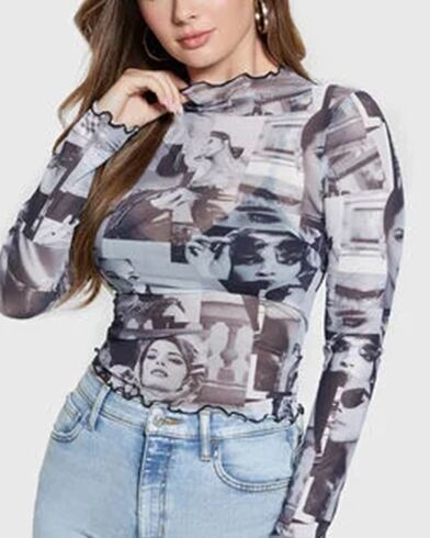 Guess - Ls Adriana Mesh Top   