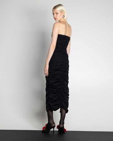 Mallory The label - Eve Long Strapless Dress Blk With Gold Metal Detail   