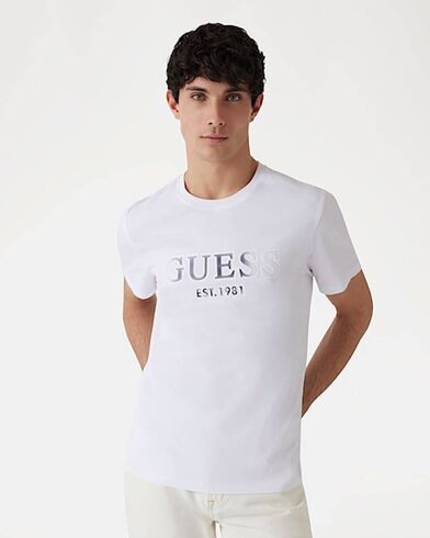 Guess - Ss Cn Sprayed Flock Logo Tee    