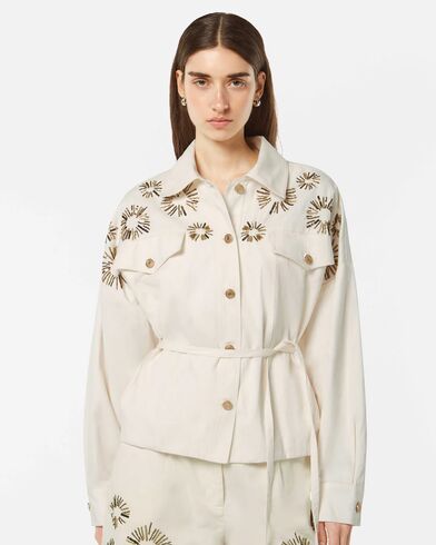 Scotch &amp; Soda - Embellished Belted Cotton Trucker Jacket   