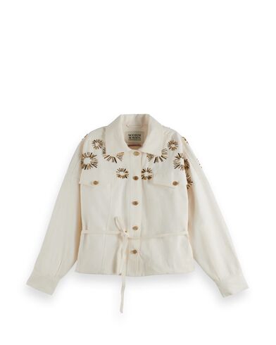 Scotch &amp; Soda - Embellished Belted Cotton Trucker Jacket   