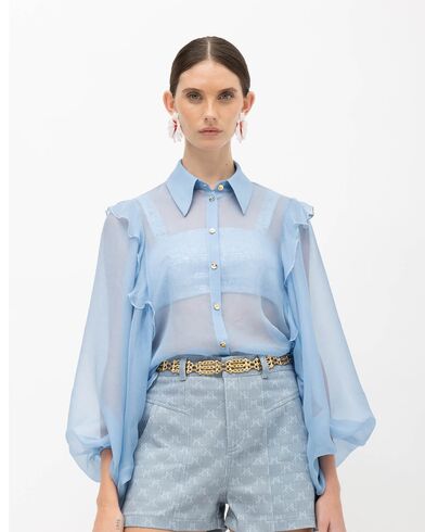 Mallory The label - Electra Silk Organza Shirt With Ruffles  