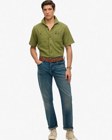 Ανδρικό Κοντομάνικο Πουκάμισο Superdry - D2 Stud Merchant Ss Textured