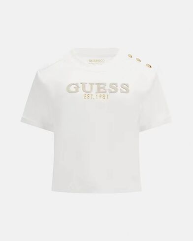 Γυναικεία Κοντομάνικη Μπλούζα Guess - Cn Ss Cropped Washed Logo