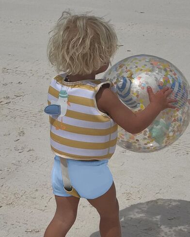 Παιδικό Φουσκωτό Γιλέκο Θαλάσσης Sunnylife - Sid the Seagull Mustard Stripe