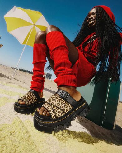 Dr Martens - Mattison Slide Mini Leopard Hair On Sandals  