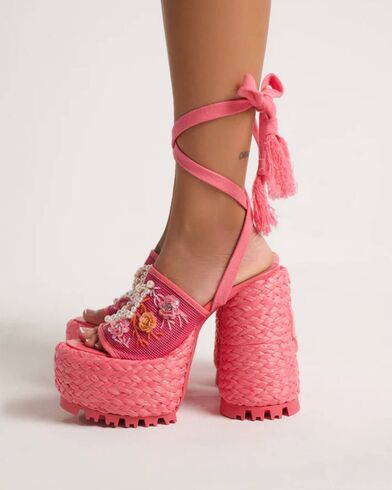 Γυναικείες Πλατφόρμες Naked Wolfe - Bluebell Raffia Flowers