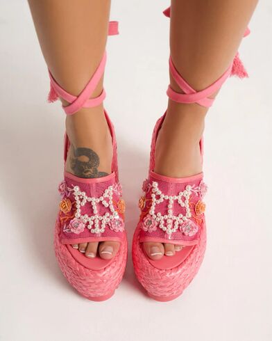 Γυναικείες Πλατφόρμες Naked Wolfe - Bluebell Raffia Flowers