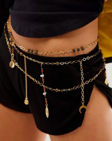 Ariana Ost - Free People Youth Belly Chain Metallic  