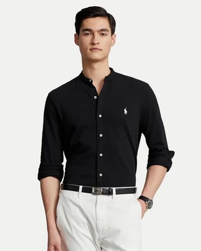 Men Shirt Polo Ralph Lauren Lsfbm10-Long Sleeve-Knit 710742468001 001 black   