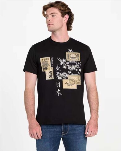 Ανδρική Κοντομάνικη Μπλούζα Guess - Ss Bsc Japanese Stamps