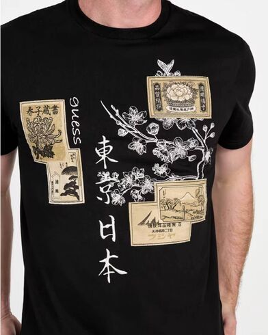 Ανδρική Κοντομάνικη Μπλούζα Guess - Ss Bsc Japanese Stamps