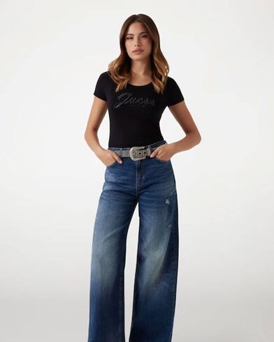 Γυναικεία Κοντομάνικη Μπλούζα Guess - Cn Ss Embro Script Logo