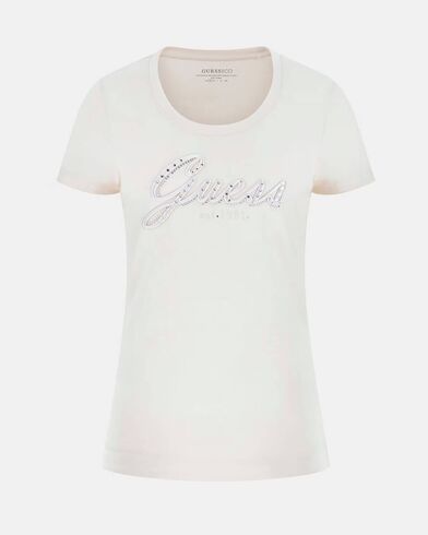 Γυναικεία Κοντομάνικη Μπλούζα Guess - Cn Ss Embro Script Logo