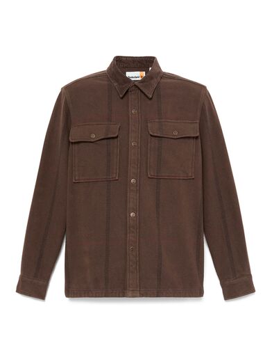 Ανδρικό Μακρυμάνικο Πουκάμισο Timberland - Corduroy Collar Utility Overshirt Chocolate