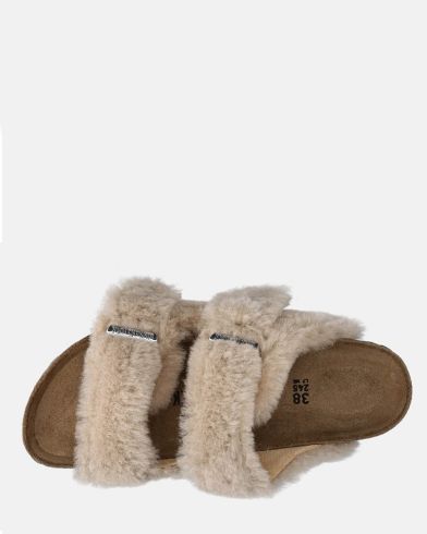 Unisex Σανδάλια Birkenstock - F25 Synthetics Arizona Shearling Sandcastle Seasonal