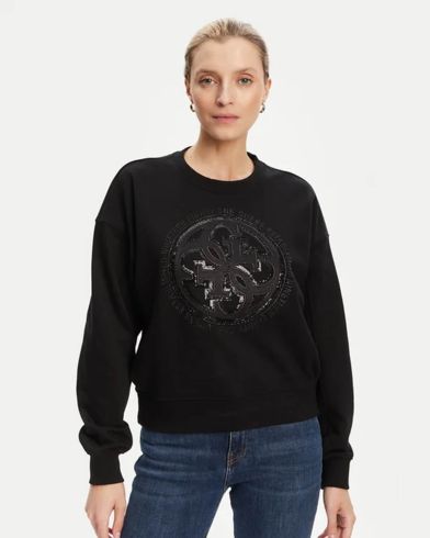 Γυναικεια Μακρυμάνικη Μπλούζα Φούτερ Guess - Cn 4G Logo Hotfix