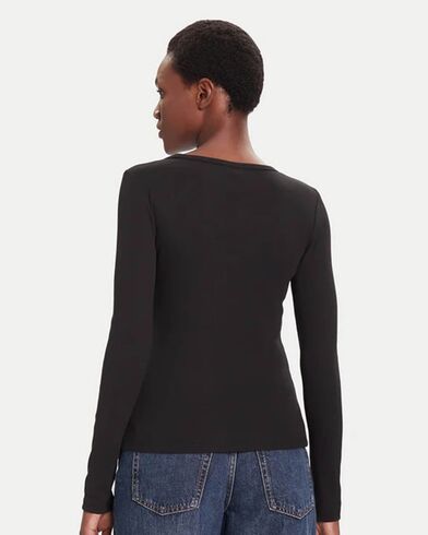 Calvin Klein - Ls Woven Label 2X2 Rib Scoop Nec   