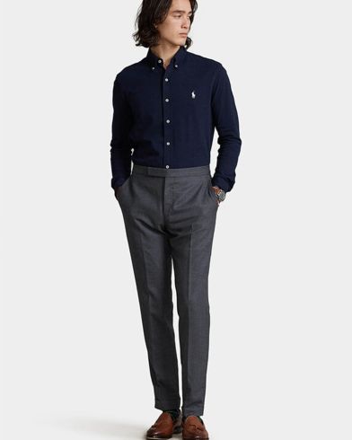 Men Shirt Polo Ralph Lauren Lsfbbdm5-Long Sleeve-Knit 710654408016 410 Navy   