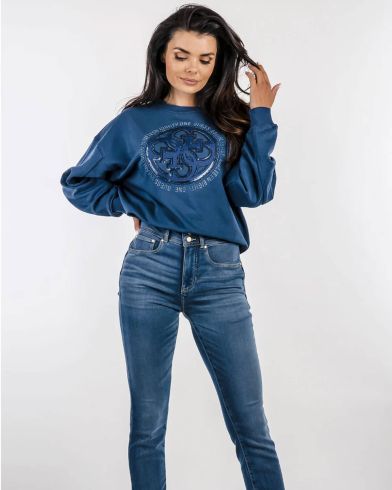 Γυναικεια Μακρυμάνικη Μπλούζα Φούτερ Guess - Cn 4G Logo Hotfix