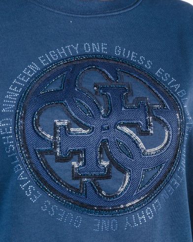 Γυναικεια Μακρυμάνικη Μπλούζα Φούτερ Guess - Cn 4G Logo Hotfix