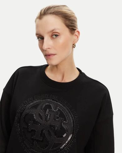 Γυναικεια Μακρυμάνικη Μπλούζα Φούτερ Guess - Cn 4G Logo Hotfix