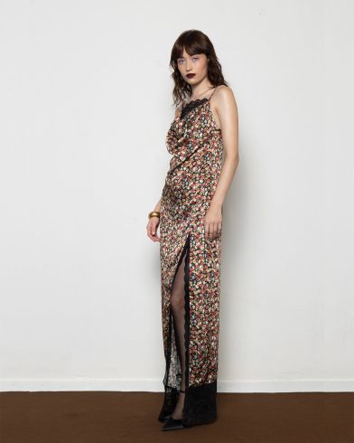 Γυναικείο Maxi Φόρεμα Mallory The label - Ruby Satin Slip Dress With Lace