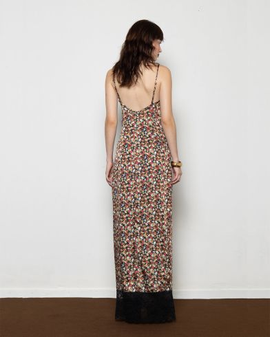 Γυναικείο Maxi Φόρεμα Mallory The label - Ruby Satin Slip Dress With Lace