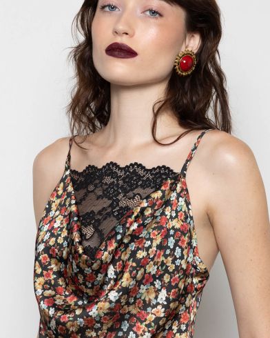 Γυναικείο Maxi Φόρεμα Mallory The label - Ruby Satin Slip Dress With Lace