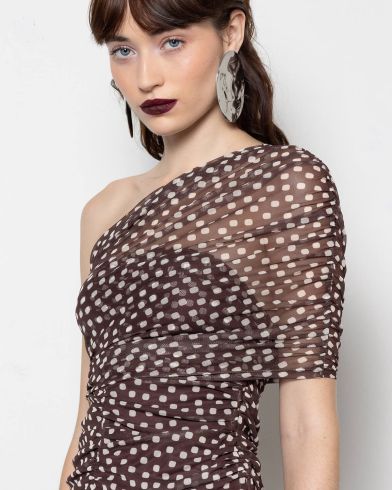 Γυναικείο Maxi Φόρεμα Mallory The label - Monsoon Tulle Ruched Dress With One Shoulder