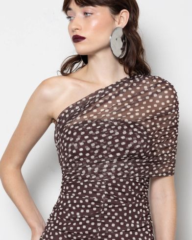 Γυναικείο Maxi Φόρεμα Mallory The label - Monsoon Tulle Ruched Dress With One Shoulder