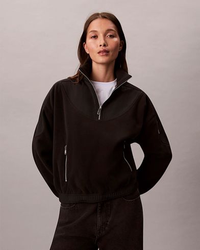Calvin Klein - 1/4 Zip Mixed Media Polar Fleece  