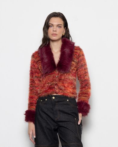 Mallory The label - Sonora Knit Cardigan With Faux Fur Details 