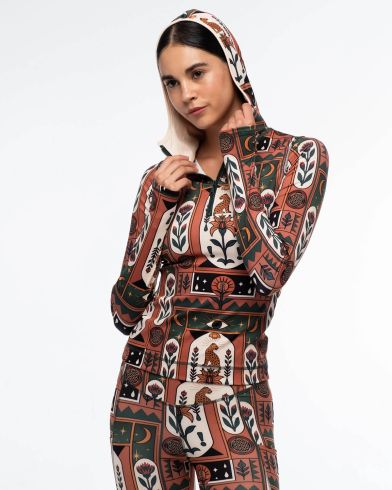 Γυναικεία Μπλούζα με Κουκούλα Peace And Chaos - Mystic Bloom Fitted Active Zip