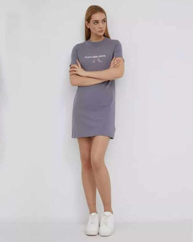 Calvin Klein - Gunmetal Monogram T-Shirt Dress 