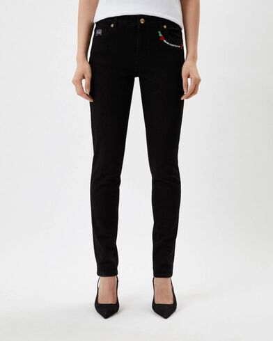 Versace Jeans Couture - Skinny Crystal Ric Fb Roses Rinse Pants