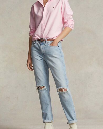 Women Shirt Polo Ralph Lauren Ls Crlte St-Long Sleeve-Button Front Shirt 211891377002 650 Pink