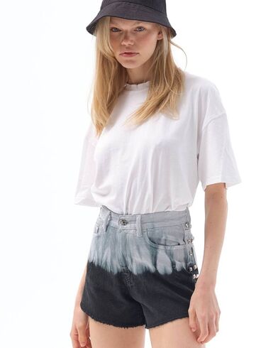 No Thinkin - Denim Shorts Fran High Rise Sustainable Studs Contrast